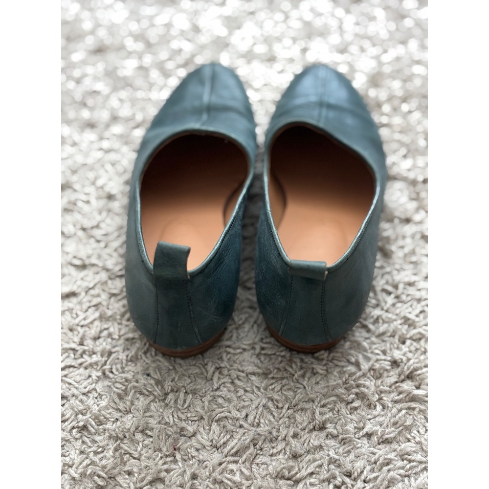 Laiik Themis Teal Blue Leather Flats Made in GreeceWomens 37 Center Seam Loafers - Picture 5 of 6